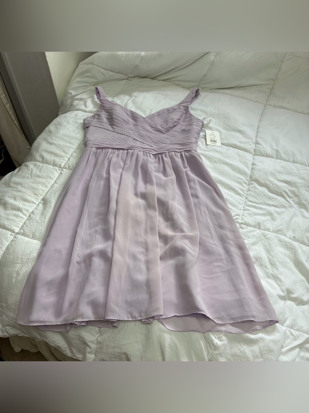 New David’s bridal Iris Sheer Chiff Tank W/Ruching Dress